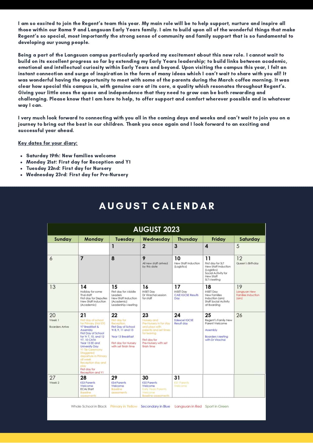 School Newsletter: August 2023 | News | Regent's Bangkok - newsletter-august-2023