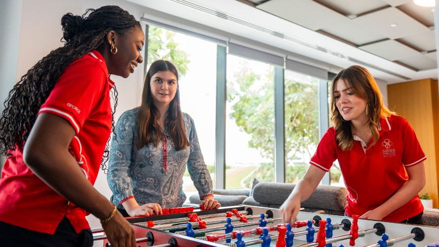 students playing fussball