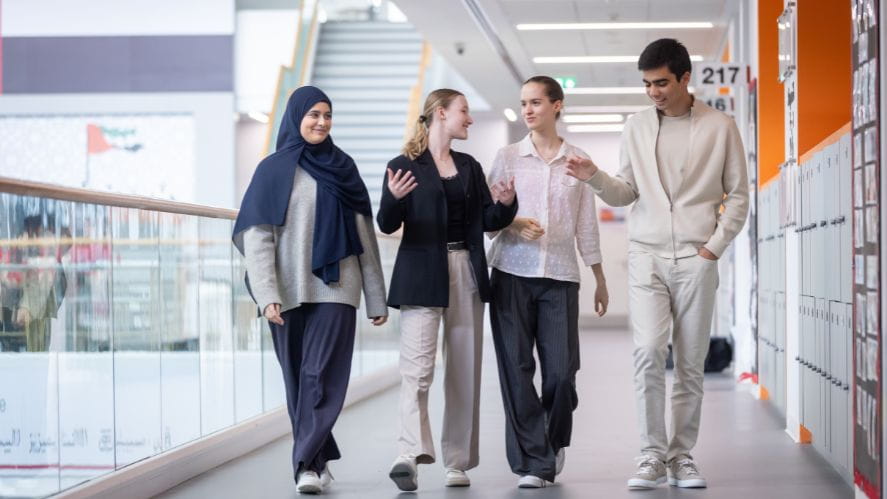 Students walking in hallway