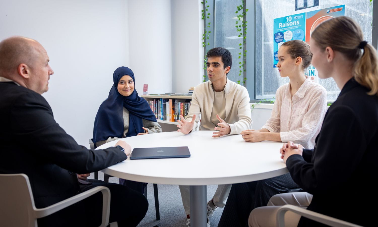 Students around table