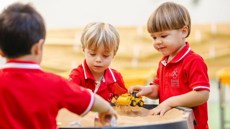 children playing in sand