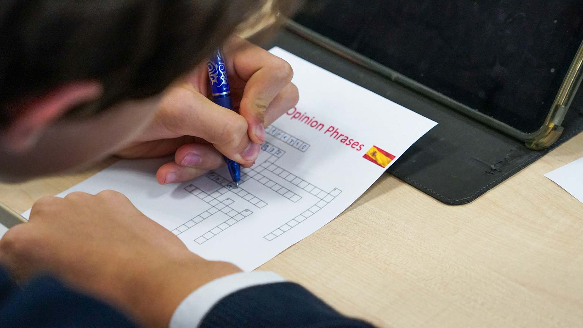student writing