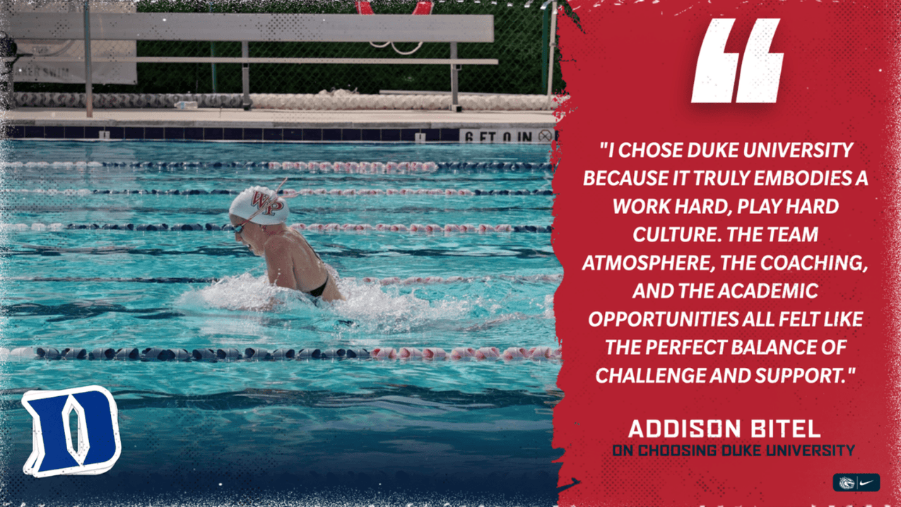 Addison Bitel will continue her academic and athletic career at Duke University