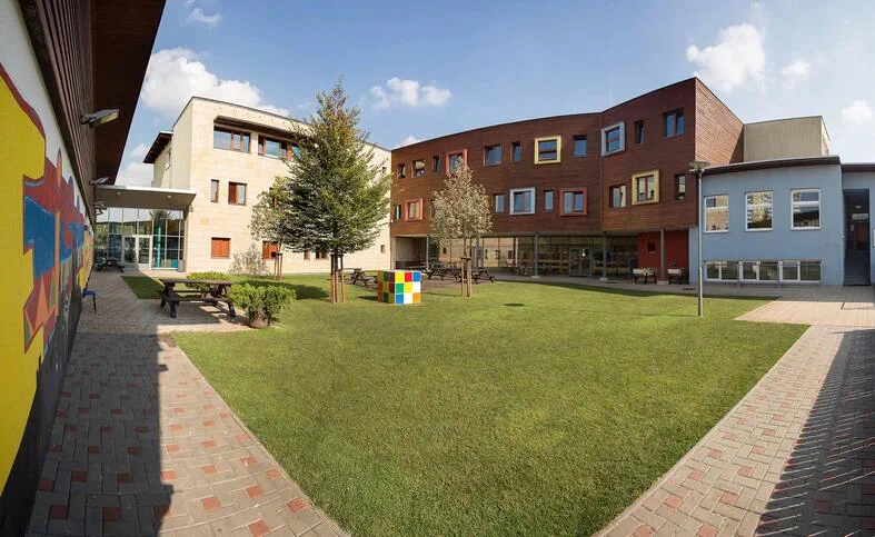 View of Prague school building from the playing field